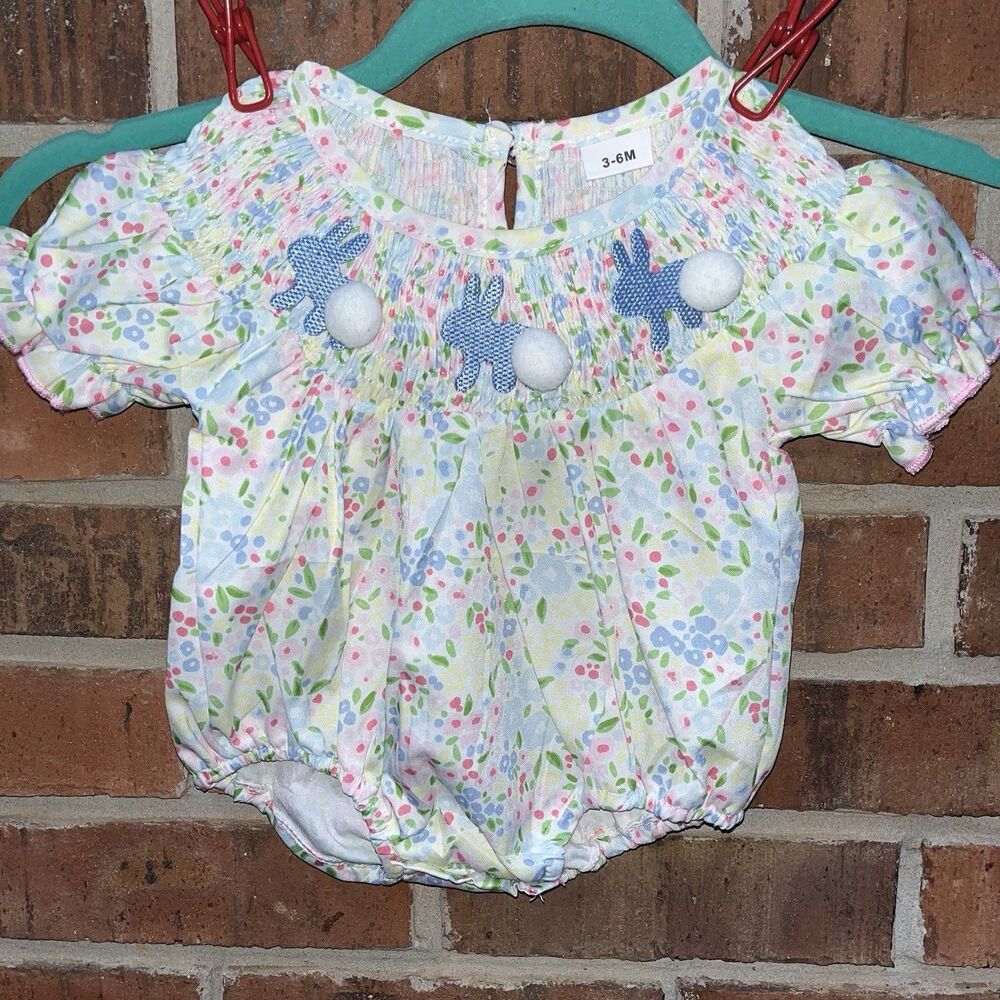 Girls 3-6 Months Easter Bunny Peter Cottontail Romper Outfit